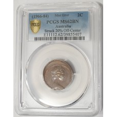 AUSTRALIA 1968 . TWO 2 CENTS COIN . HUGE ERROR . OFF CENTRE MIS-STRIKE